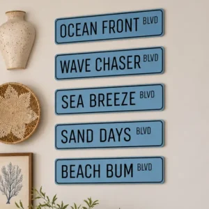 Coastal Boulevard Metal Wall Sign Set