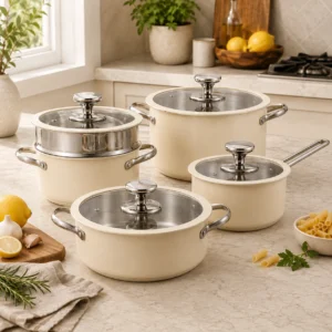 9-Piece Ceramic Coated Stainless-Steel Cookware Set