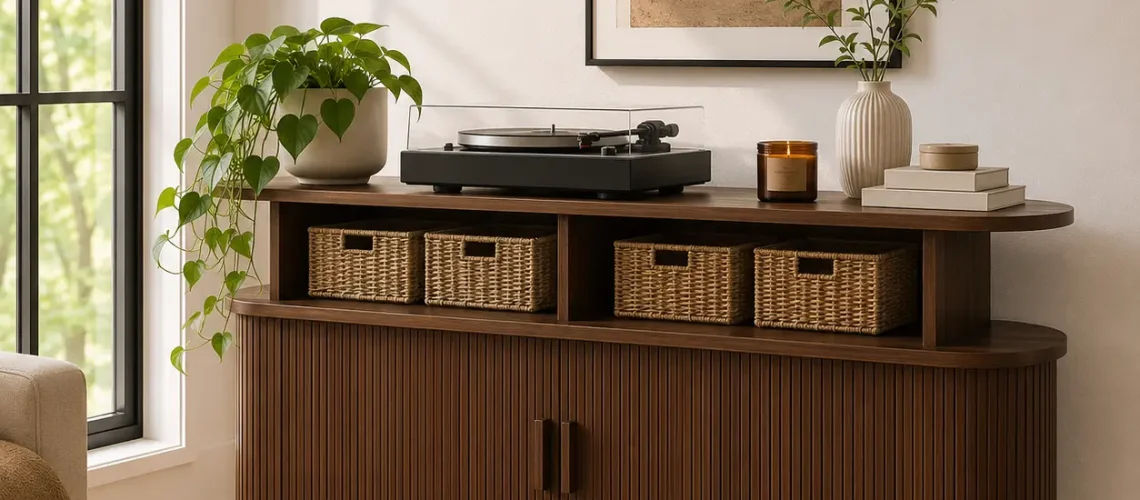 55in Tambour Storage Cabinet Lifestyle